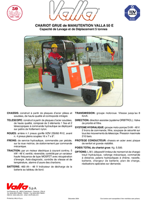 Промислові пересувні крани Valla 50 E