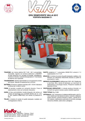 Промислові пересувні крани Valla 50 E