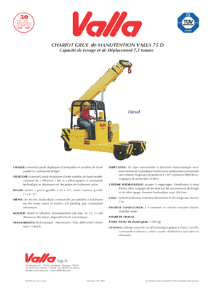 Промислові пересувні крани Valla 75 D 