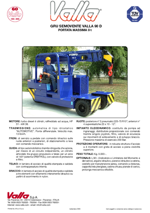 Промислові пересувні крани Valla 90 D 