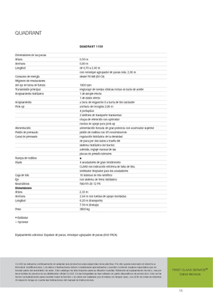 Великі тюкові прес-підбирачі + прес-підбирач з високою щільністю пресування Claas Quadrant 1150