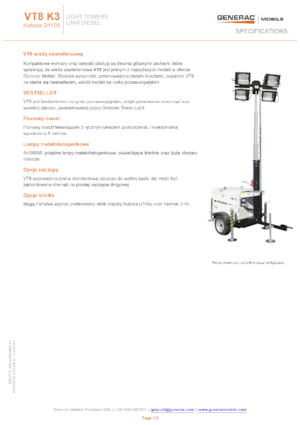 Світлові вежі Generac Mobile VT 8 P