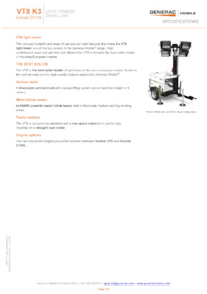 Світлові вежі Generac Mobile VT 8 K3