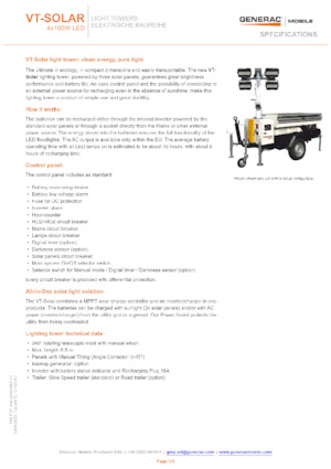 Світлові вежі Generac Mobile VT-Solar