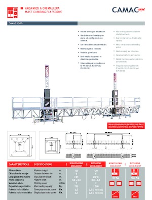 підйомник щоглового типу з робочою платформою CAMAC Camac 1500