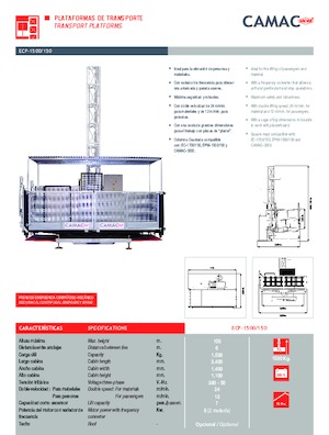 ліфти для промислового застосування CAMAC ECP 1500/150
