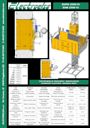 ліфти для промислового застосування Electroelsa EHPM 2500/10