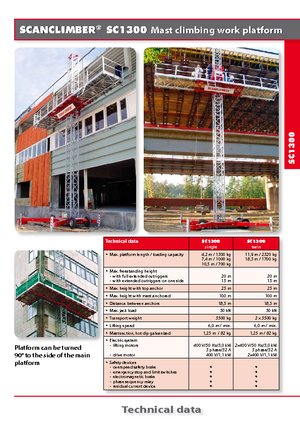 підйомник щоглового типу з робочою платформою Scanclimber SC 1300 D