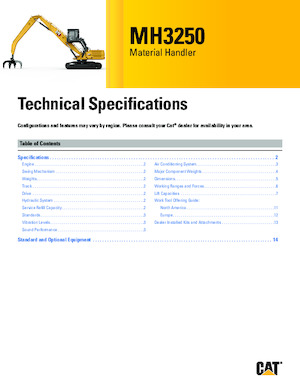 Екскаватори для перевалки Caterpillar MH3250
