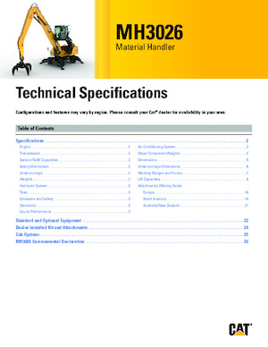 Екскаватори для перевалки Caterpillar MH3026