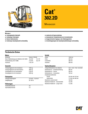 Міні-екскаватори Caterpillar 302.2D