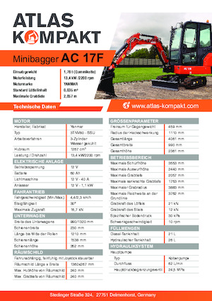Міні-екскаватори Atlas Kompakt AC 17F