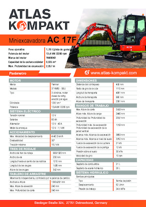 Міні-екскаватори Atlas Kompakt AC 17F