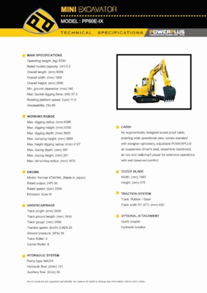 Міні-екскаватори PowerPlus PP60E-IX