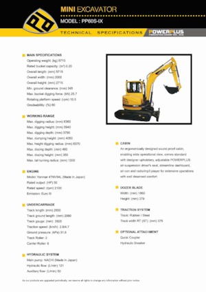 Міні-екскаватори PowerPlus PP60S-IX