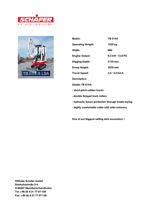 Міні-екскаватори Takeuchi TB 014 A