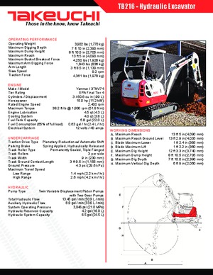 Міні-екскаватори Takeuchi TB216S