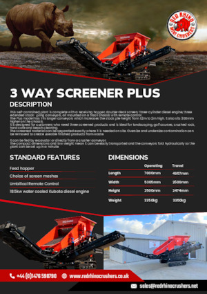 Пересувні грохоти Red Rhino 3 WAY SCREENER PLUS