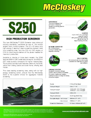 Пересувні грохоти McCloskey S250