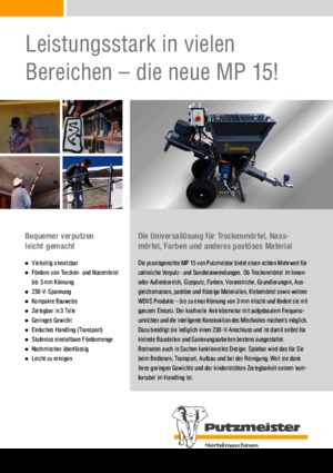 Насоси для змішування Putzmeister MP 15