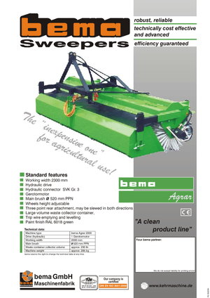 Монтажні підмітальні машини Bema Agrar 2300
