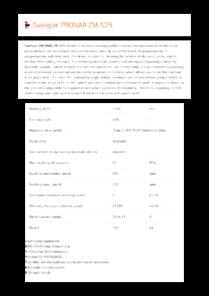 Монтажні підмітальні машини Pronar ZM-S 25