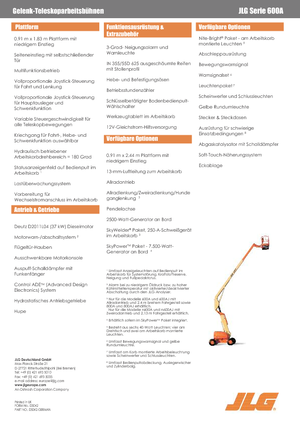 Колісні підйомники з шарнірною стрілою JLG 600A