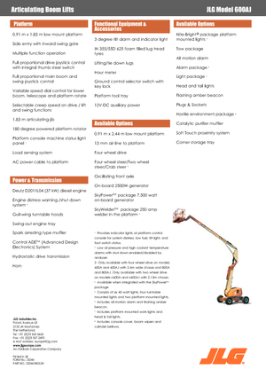 Колісні підйомники з шарнірною стрілою JLG 600AJ
