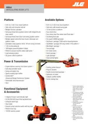 Колісні підйомники з шарнірною стрілою JLG 600AJ