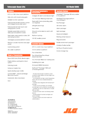 Колісні телескопічні підйомники JLG 600S