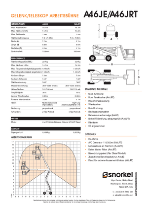 Колісні підйомники з шарнірною стрілою Snorkel A46JE