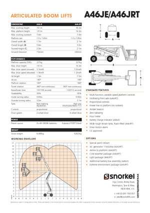 Колісні підйомники з шарнірною стрілою Snorkel A46JRT