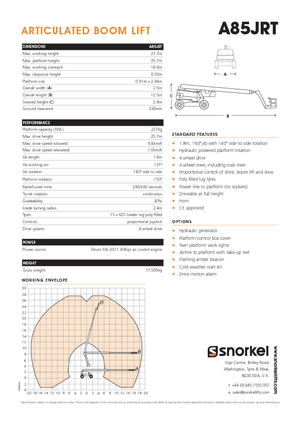 Колісні підйомники з шарнірною стрілою Snorkel A85JRT