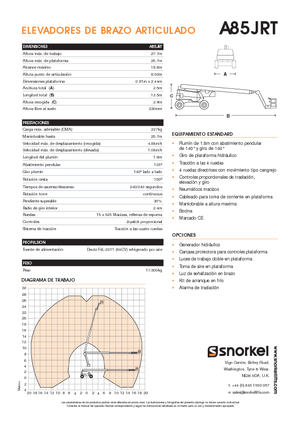 Колісні підйомники з шарнірною стрілою Snorkel A85JRT