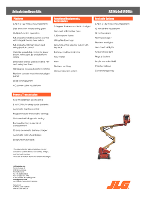 Колісні підйомники з шарнірною стрілою JLG E400AN