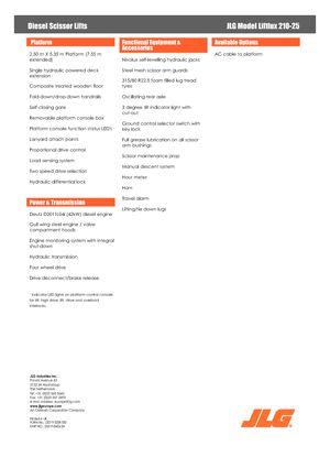 Ножичні підйомники колісні JLG Liftlux 210-25