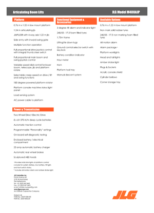 Колісні підйомники з шарнірною стрілою JLG M400AJP