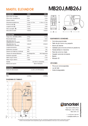 Підйомники з однією вертикальною щоглою Snorkel MB26J