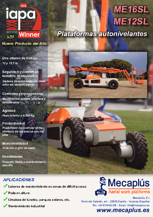Колісні підйомники з шарнірною стрілою Mecaplús ME 16 SL (4x2)