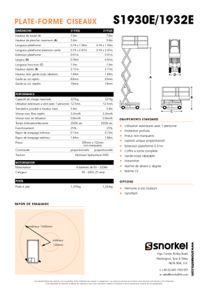 Ножичні підйомники колісні Snorkel S1930E