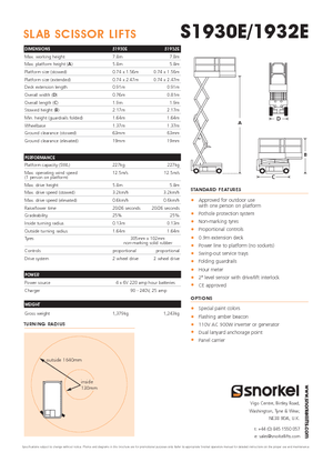 Ножичні підйомники колісні Snorkel S1930E