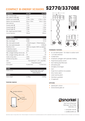Ножичні підйомники колісні Snorkel S3370BE