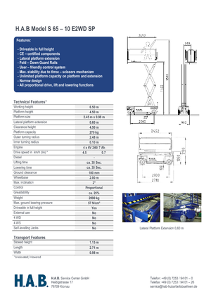 Ножичні підйомники колісні HAB S 65-10 E 2WD SP
