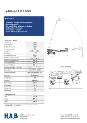 Колісні телескопічні підйомники HAB T 16 JD 4WD