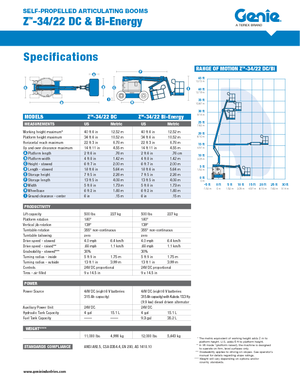 Колісні підйомники з шарнірною стрілою Genie Z-34/22 DC
