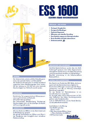 Палетні штабелери Stand Up Rider Platform Stöcklin ESS 1600