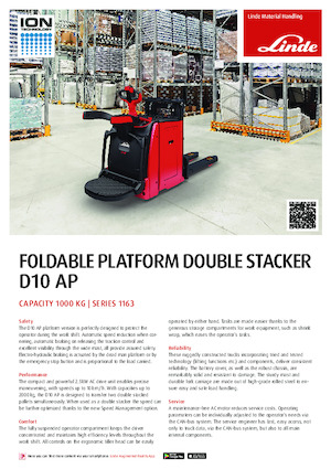 Палетні штабелери Stand Up Rider Platform Linde D10AP 