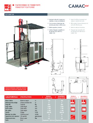 ліфти для промислового застосування CAMAC ECP-500/120