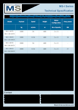 ліфти для промислового застосування Mastclimber Solutions MS-I-100/100GD