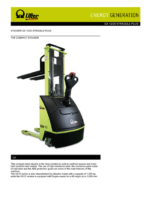 Рації PRAMAC Lifter GX 12/25 Straddle Plus